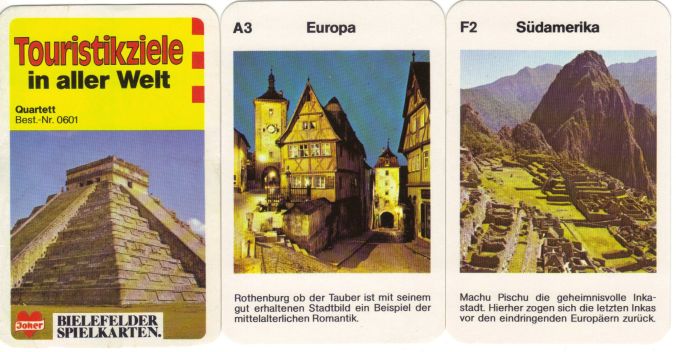Das Quartett Touristikziele aus aller Welt von Bielefelder Spielkarten (Joker), Nr. 0601
